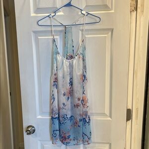 In Bloom Light Blue Pink and White Floral Sheer Coverup